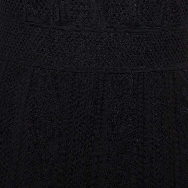 Pre Owned M Missoni Black Perforated Knit Maxi Dress M