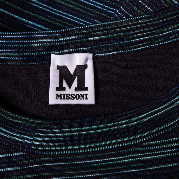 Pre Owned M Missoni Black Striped Wool T-Shirt Dress S