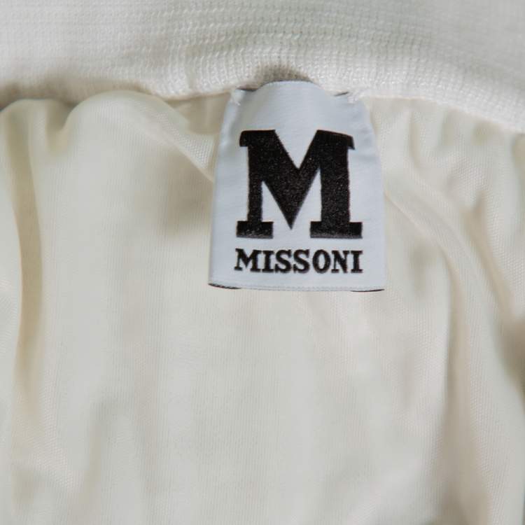 Pre Owned M Missoni White Patterned Knit Maxi Skirt M