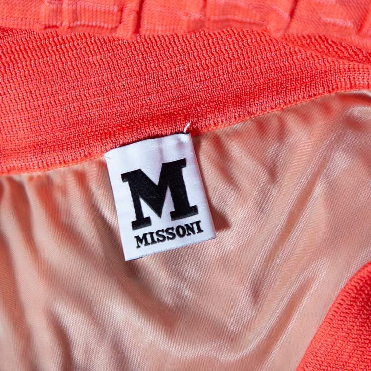Pre Owned M Missoni Orange Patterned Knit Maxi Skirt M
