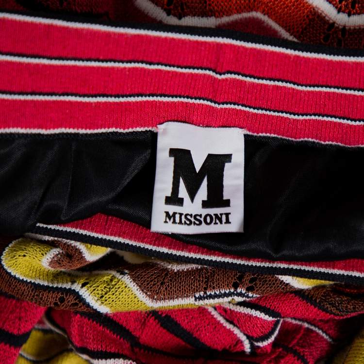 Pre Owned M Missoni Multicolor Chevron Pattern Knit Maxi Skirt S