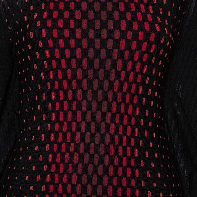 Pre Owned M Missoni Black Patterned Knit Oversized Midi Dress M
