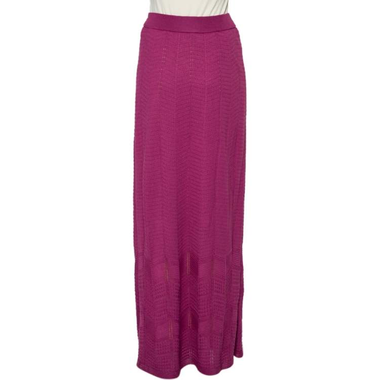 Pre Owned M Missoni Purple Patterned Knit Maxi Skirt M