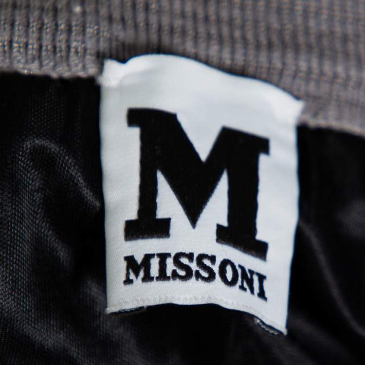 Pre Owned M Missoni Grey Patterned Knit Maxi Skirt S