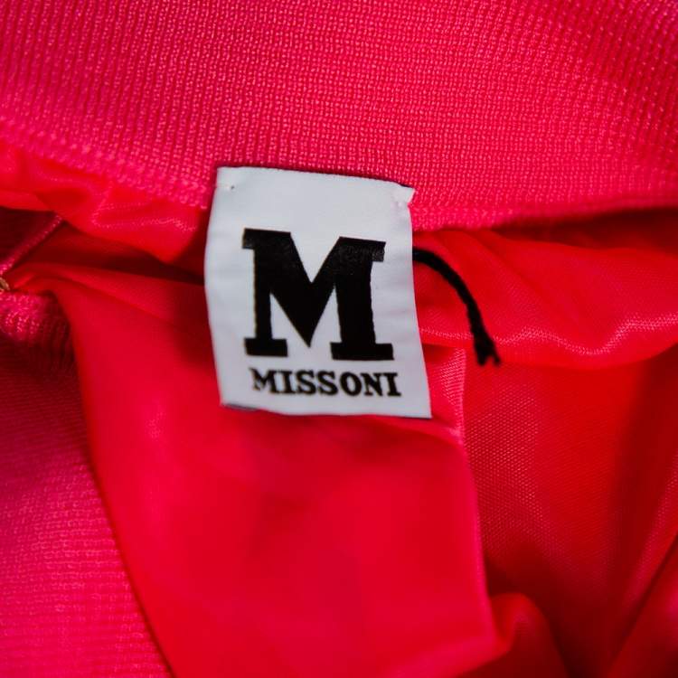 Pre Owned M Missoni Pink Chevron Pattern Knit Maxi Skirt M