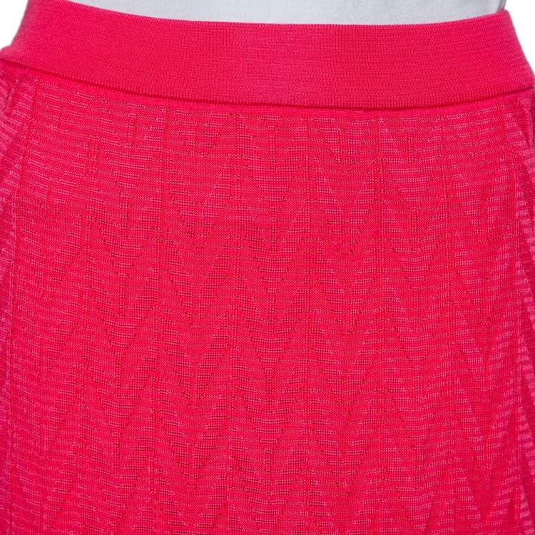 Pre Owned M Missoni Pink Chevron Pattern Knit Maxi Skirt M