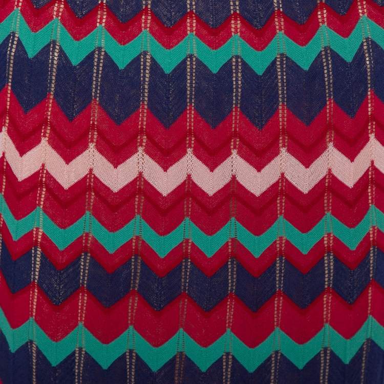 Pre Owned M Missoni Multicolor Zig Zag Pattern Knit Maxi Skirt L
