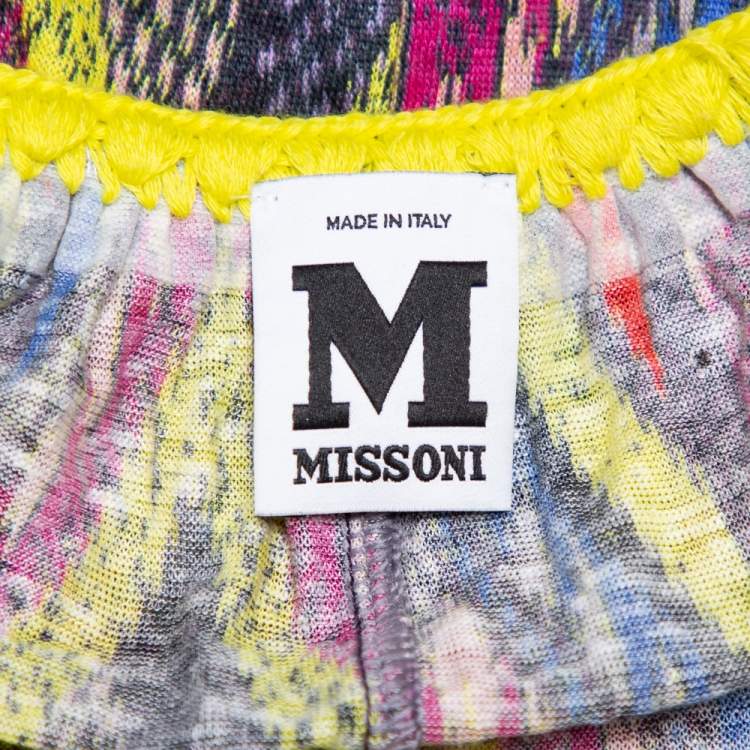 Pre Owned M Missoni Multicolor Printed Linen Sleeveless Oversized Shift Dress S