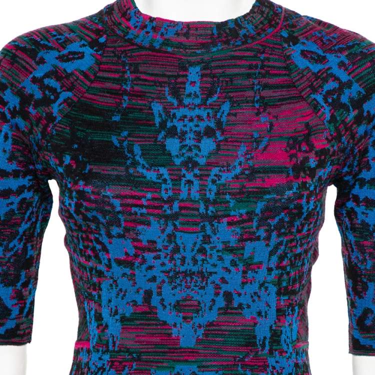 Pre Owned M Missoni Multicolor Wool Knit Paneled Dress M