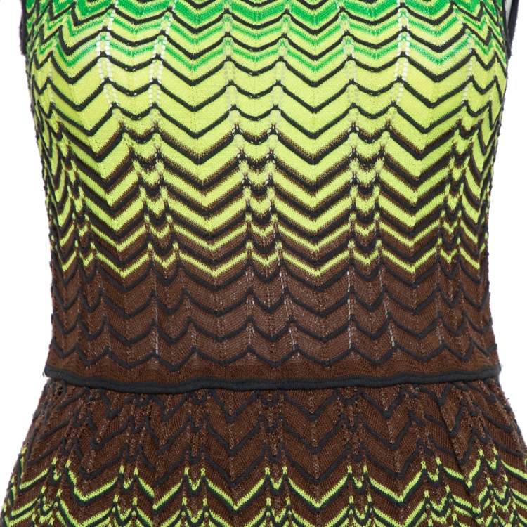 Pre Owned M Missoni Multicolor Wave Patterned Knit Sleeveless Midi Dress S