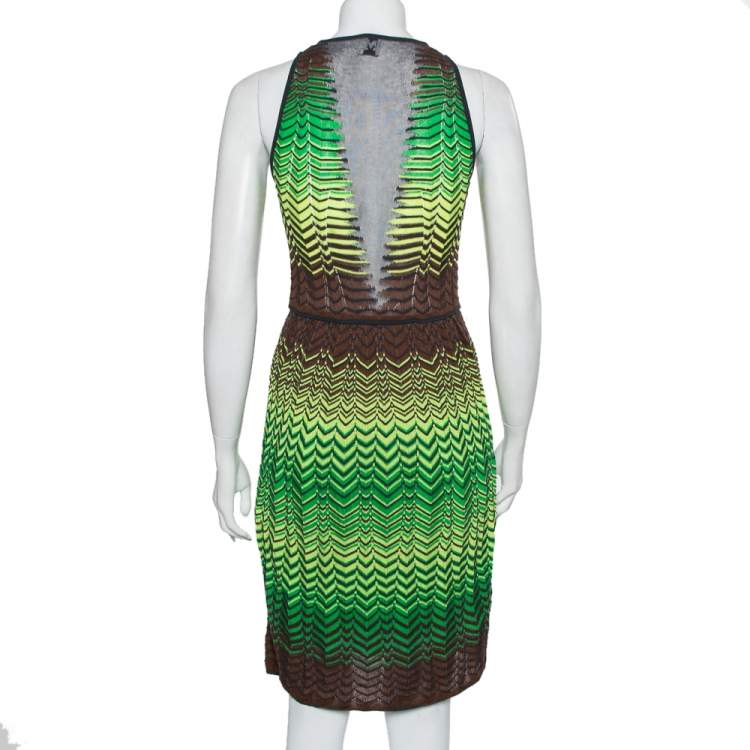Pre Owned M Missoni Multicolor Wave Patterned Knit Sleeveless Midi Dress S