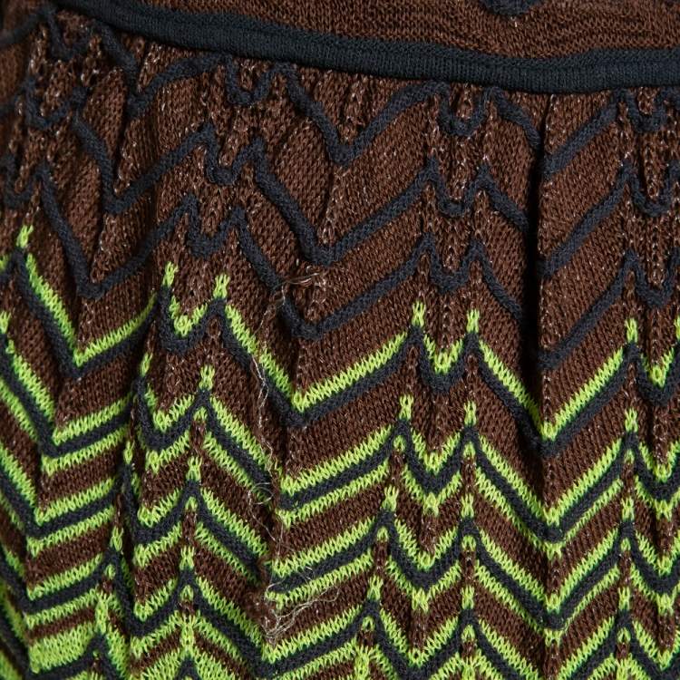 Pre Owned M Missoni Multicolor Wave Patterned Knit Sleeveless Midi Dress S