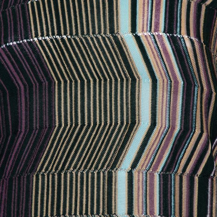 Pre Owned M Missoni Multicolor Patterned Knit Cowl Neck Sweater M