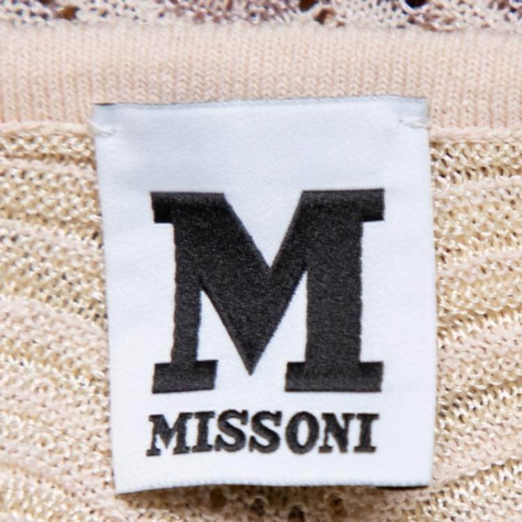 مملوكة مسبقًا M Missoni Beige Patterned Knit Paneled Mini Dress L
