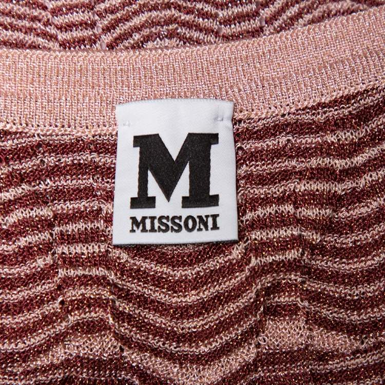 Pre Owned M Missoni Pink Patterned Lurex Knit Mini Dress M