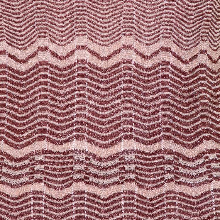 Pre Owned M Missoni Pink Patterned Lurex Knit Mini Dress M