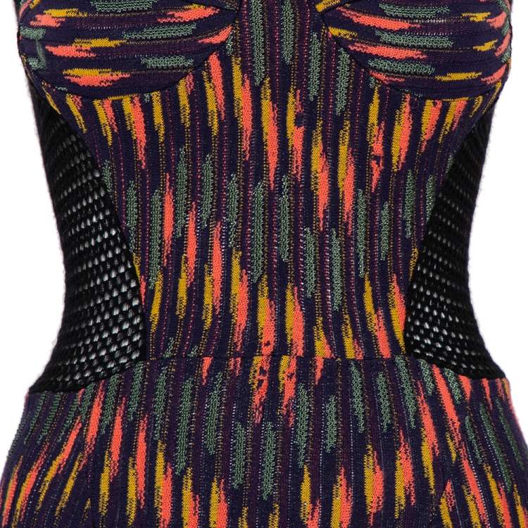Pre Owned M Missoni Multicolor Knit & Mesh Paneled Sleeveless Mini Dress S