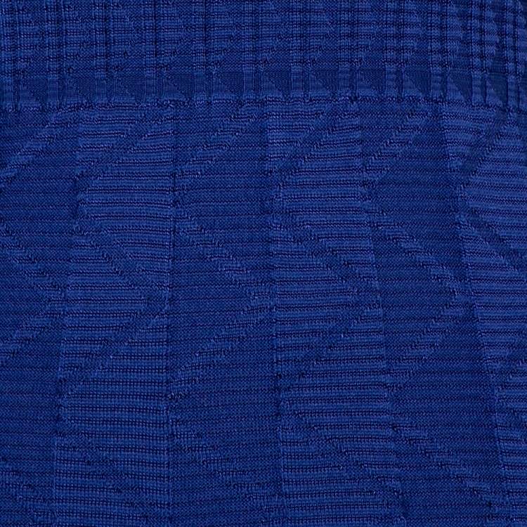 Pre Owned M Missoni Blue Patterned Knit Scoop Neck Skater Dress S