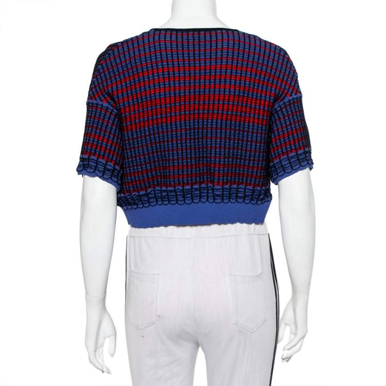 Pre Owned M Missoni Multicolor Knit Open Front Cropped Shrug S
