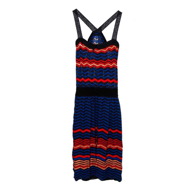 Pre Owned M Missoni Multicolor Patterned Knit Sleeveless Mini Dress S