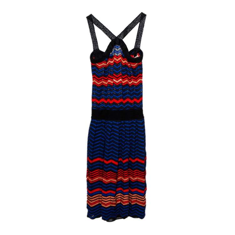 Pre Owned M Missoni Multicolor Patterned Knit Sleeveless Mini Dress S
