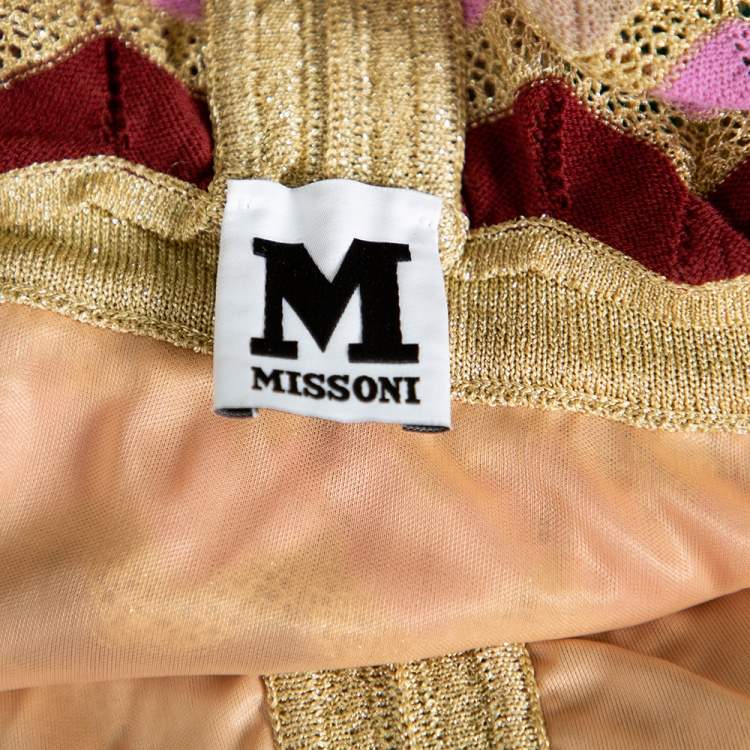 مملوكة مسبقًا M Missoni Multicolor Patterned Lurex Knit Sleeveless Maxi Dress L