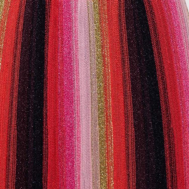 Pre Owned M Missoni Multicolor Striped Lurex Knit Maxi Dress L