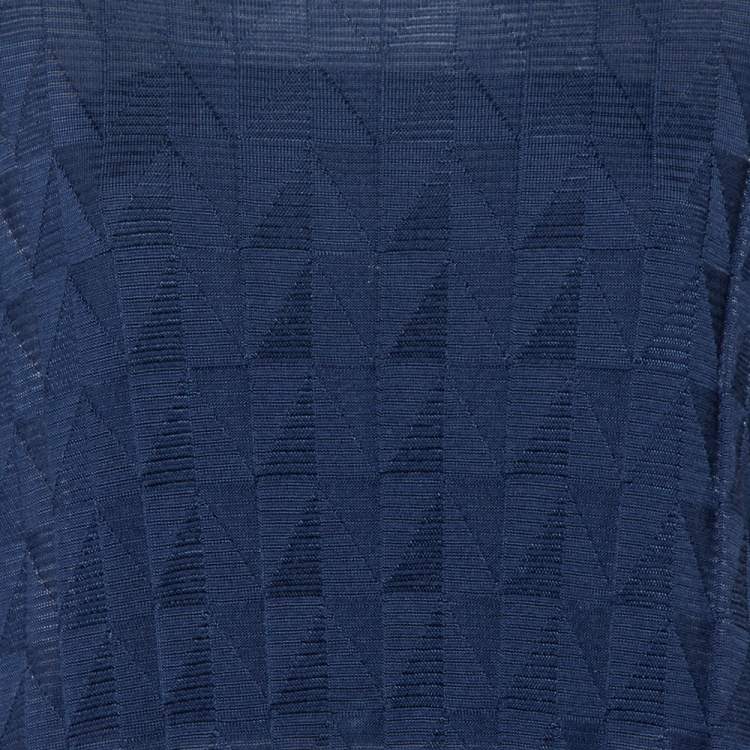 Pre Owned M Missoni Navy Blue Patterned Wool Oversized Boxy Top S
