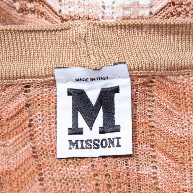 Pre Owned M Missoni Beige Patterned Knit Button Front Cardigan M