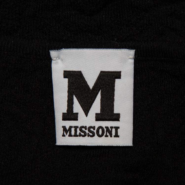 Pre Owned M Missoni Black Floral Jacquard Knit Cutout Detail Top M