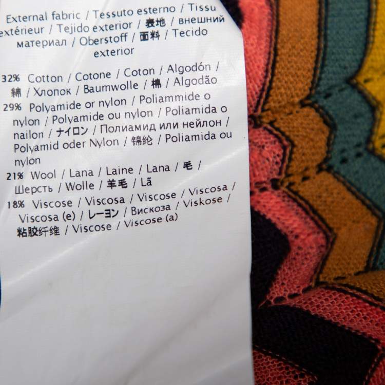 Pre Owned M Missoni Multicolor Chevron Patterned Perforated Knit Long Cardigan S