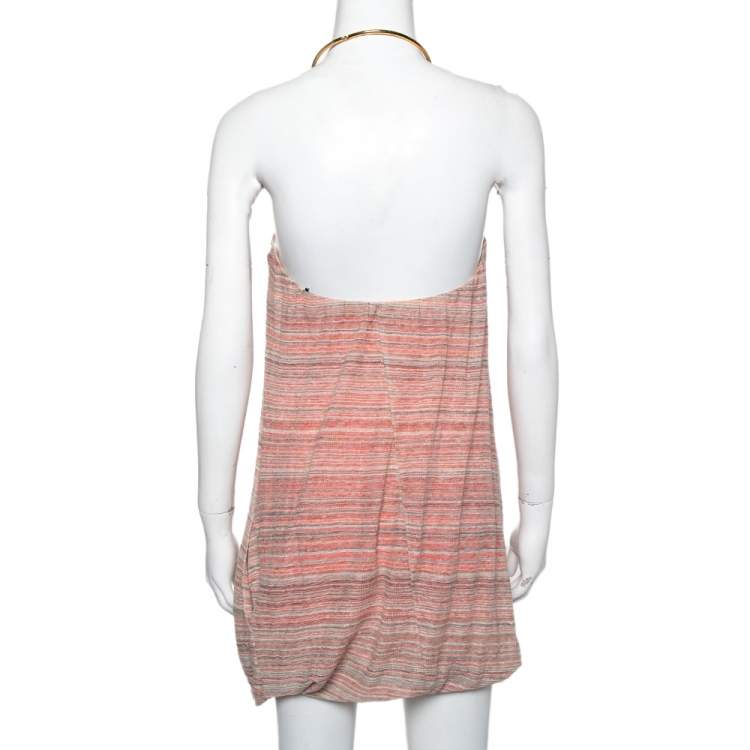 Pre Owned M Missoni Multicolor Linen Knit Halter Neck Mini Dress S