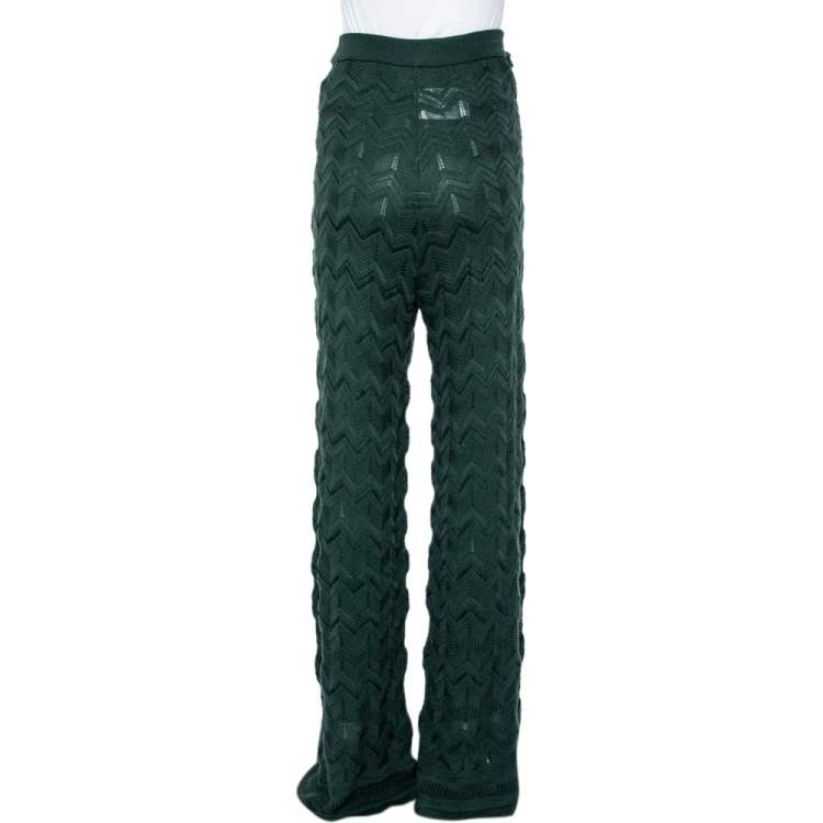Pre Owned M Missoni Dark Green Patterned Knit Palazzo Pants S
