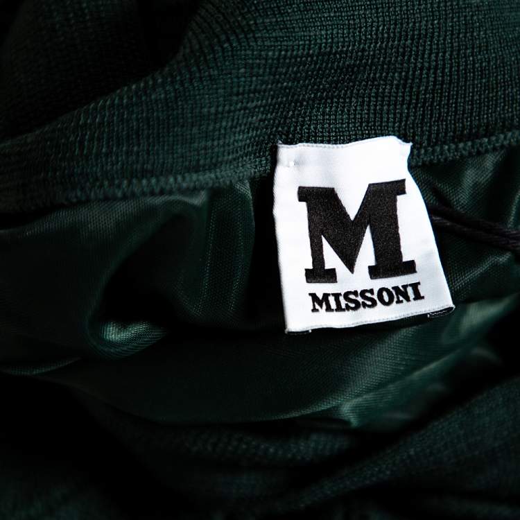 Pre Owned M Missoni Dark Green Patterned Knit Palazzo Pants S