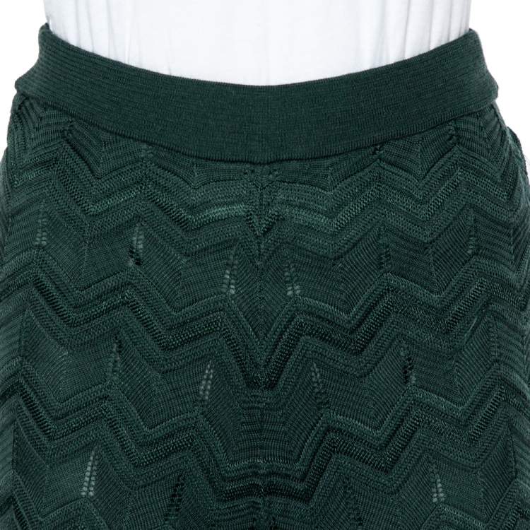 Pre Owned M Missoni Dark Green Patterned Knit Palazzo Pants S