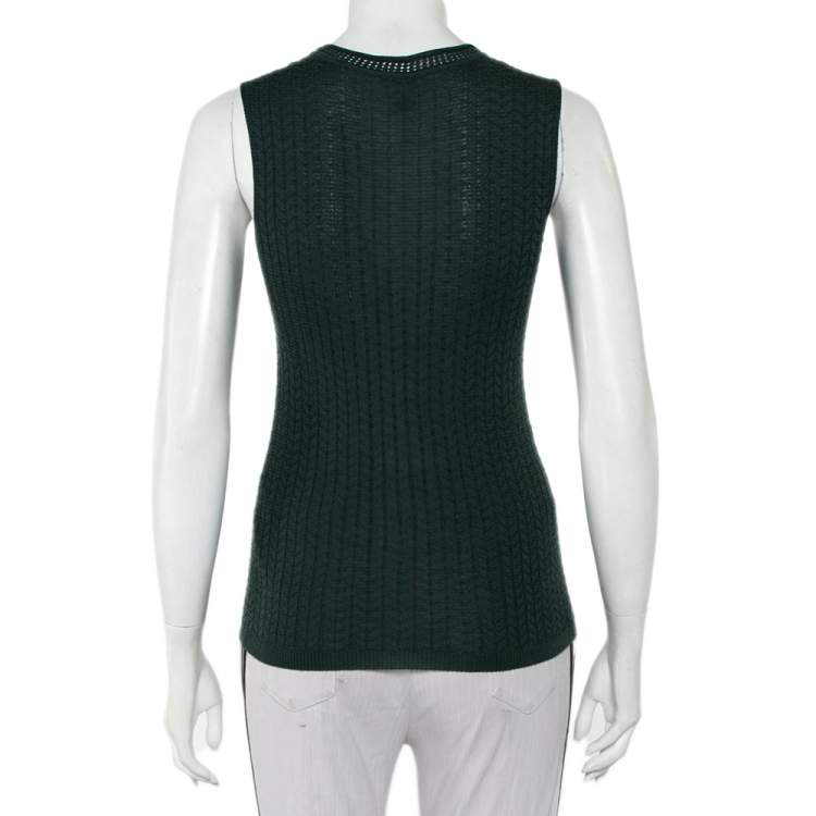 Pre Owned M Missoni Dark Green Patterned Knit Tank Top M