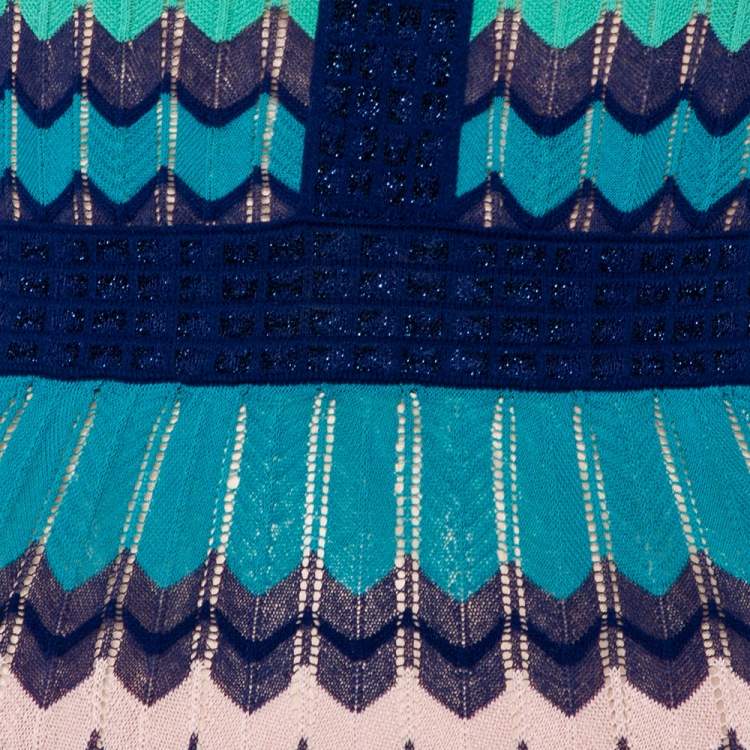Pre Owned M Missoni Multicolor Patterned Lurex Knit Sleeveless Dress S