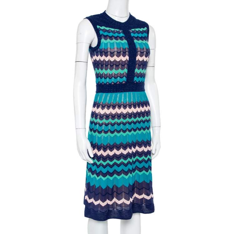 Pre Owned M Missoni Multicolor Patterned Lurex Knit Sleeveless Dress S