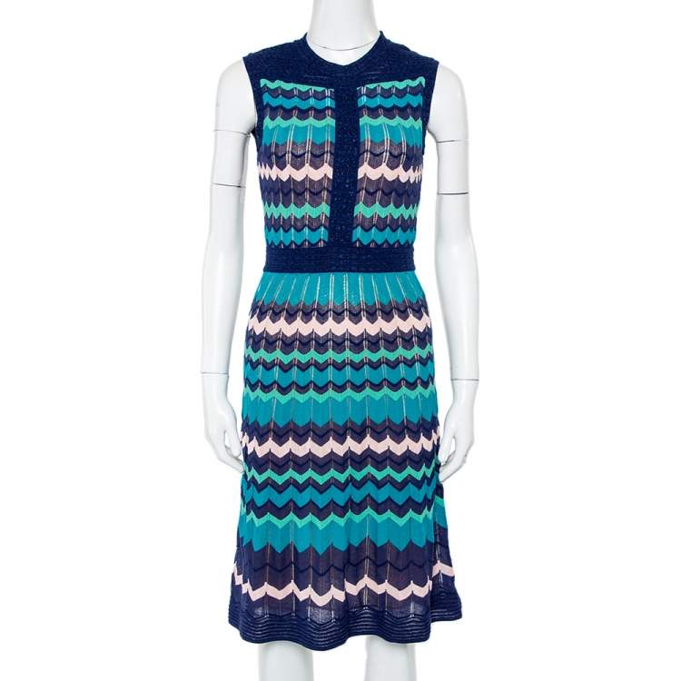 Pre Owned M Missoni Multicolor Patterned Lurex Knit Sleeveless Dress S