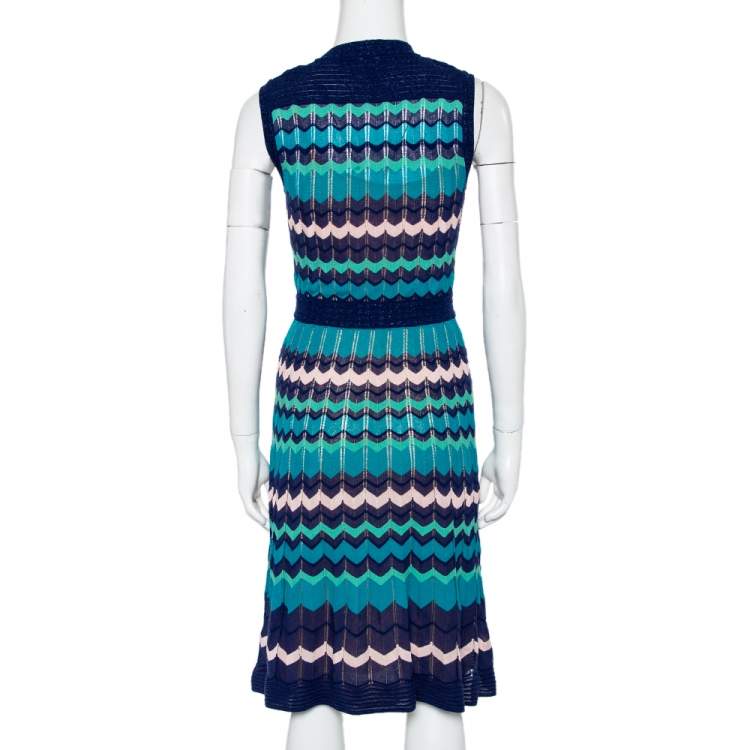 Pre Owned M Missoni Multicolor Patterned Lurex Knit Sleeveless Dress S