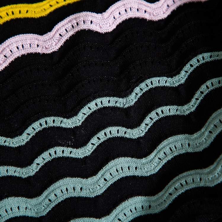 مملوكة مسبقًا M Missoni Multicolor Wave Patterned Knit Sleeveless Mini Dress L