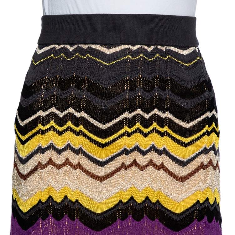 Pre Owned M Missoni Multicolor Patterned Knit Skirt S