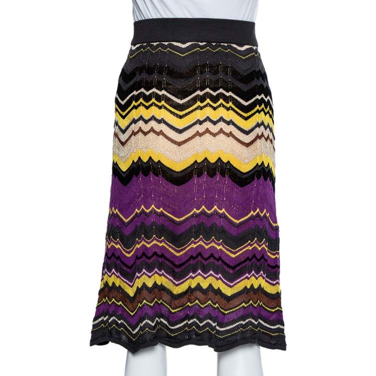 Pre Owned M Missoni Multicolor Patterned Knit Skirt S