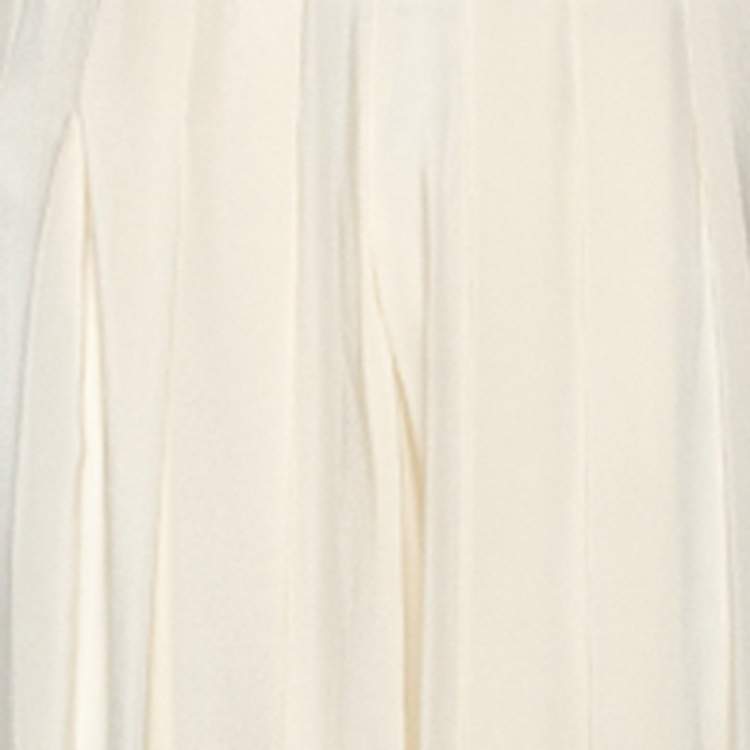 Pre Owned M Missoni Cream Silk Pleated Wide Leg Detail Halterneck Jumpsuit S