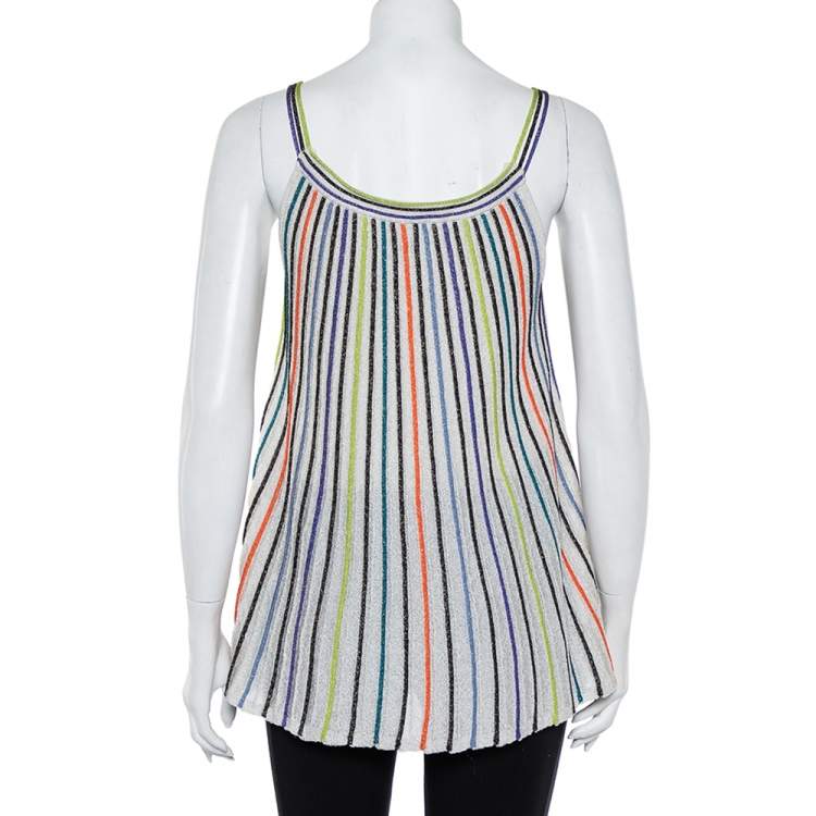 Pre Owned M Missoni Multicolor Striped Lurex Knit Tank Top M