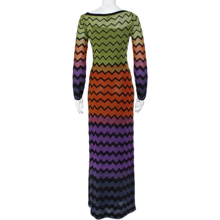 Pre Owned M Missoni Multicolor Patterned Knit Maxi Dress S