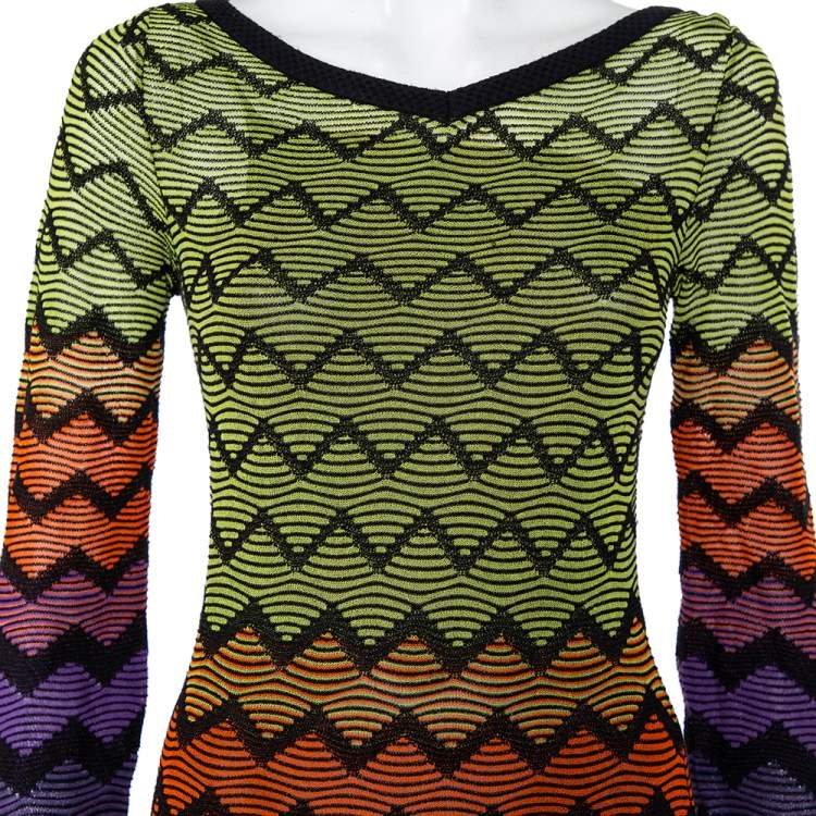 Pre Owned M Missoni Multicolor Patterned Knit Maxi Dress S