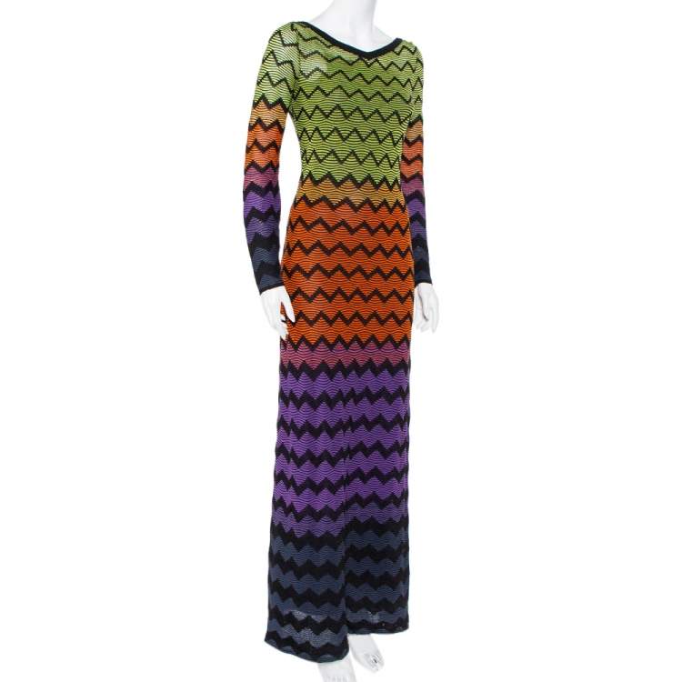Pre Owned M Missoni Multicolor Patterned Knit Maxi Dress S