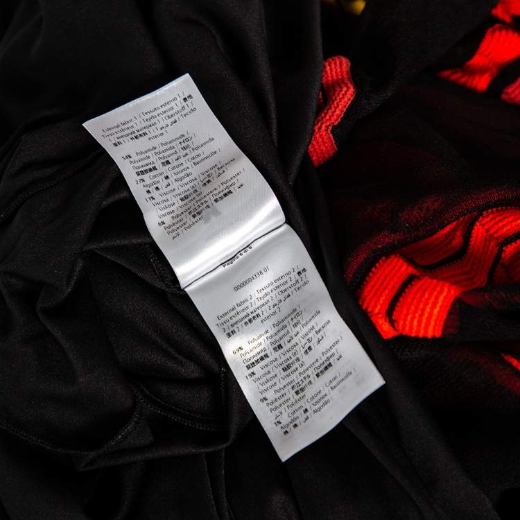 Pre Owned M Missoni Black & Red Knit Pleated Sleeveless Maxi Dress S