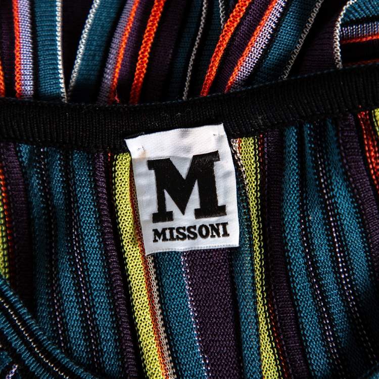 Pre Owned M Missoni Criss-Cross Short Sleeve Pleated Multicolor Dress M